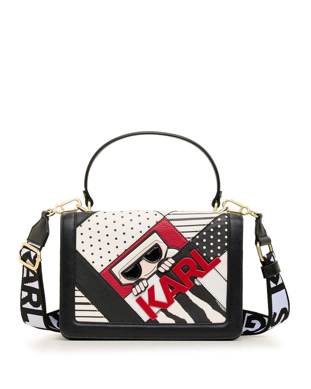Karl Lagerfeld | Women's Simone Crossbody Bag With Handle | Black/red | Lyst