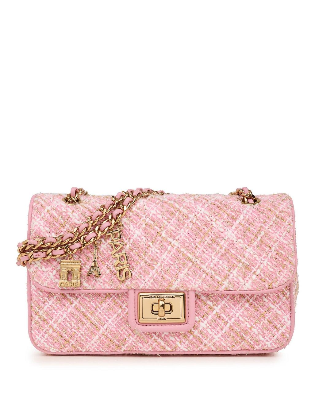 Karl Lagerfeld | Women's Agyness Boucle Shoulder Bag | Gernium in Pink ...