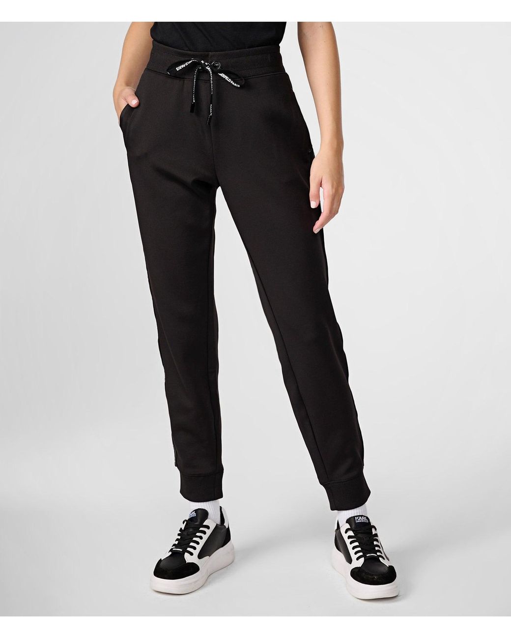Karl Lagerfeld | Women's Scuba Logo Tape Jogger | Black | Polyester ...
