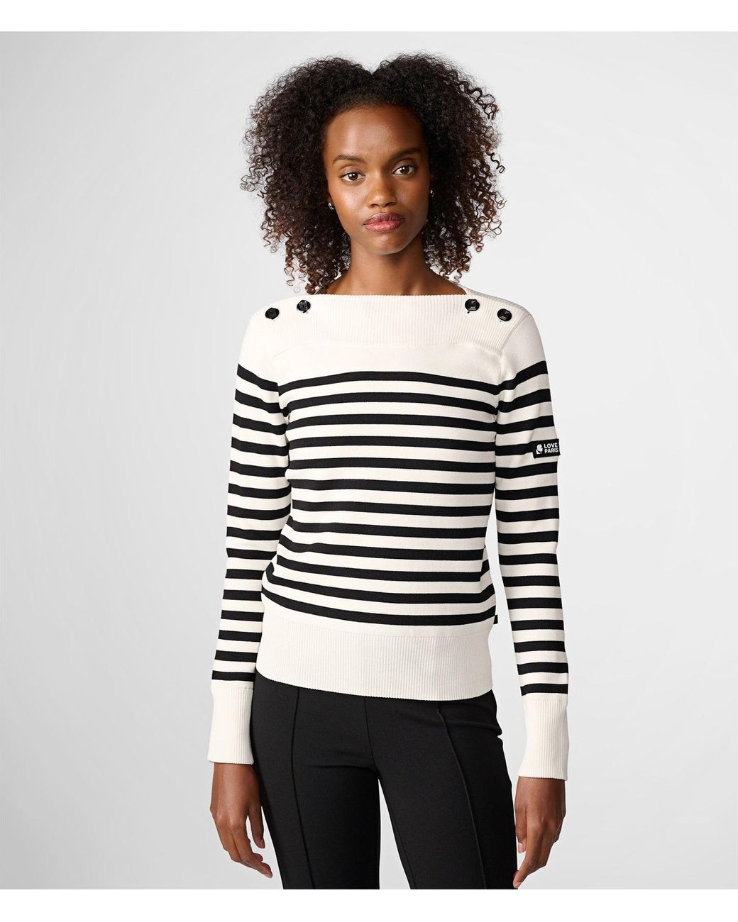 Karl Lagerfeld | Women's Marine Stripe Sweater | Black/soft White | Size  2xs | Lyst