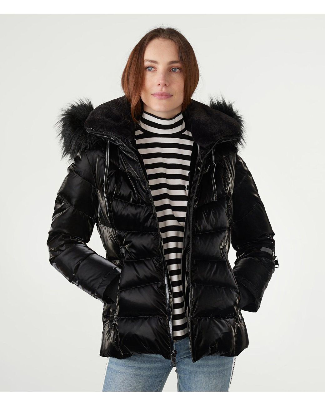 Karl Lagerfeld | Women's Short Liquid Puffer Jacket | Black | Size Xs | Lyst