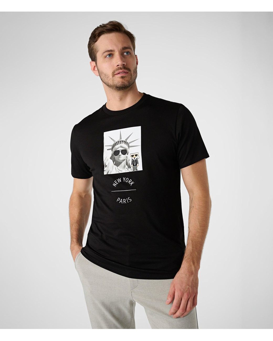 Karl Lagerfeld | Men's New York Paris T-shirt | Black | Size Xs for Men |  Lyst