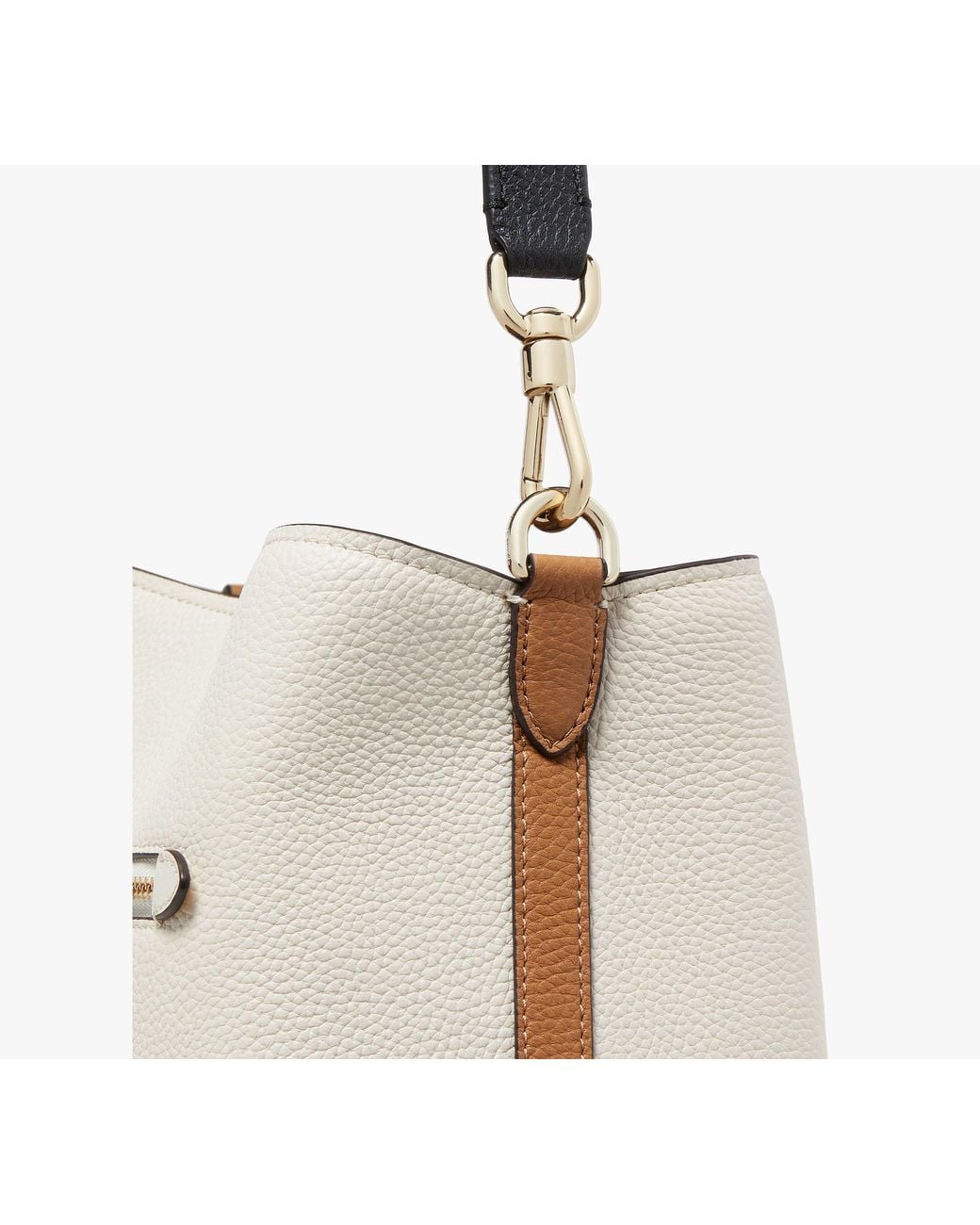 Kate Spade White Kate Spade Hudson Colorblocked Pebbled Leather Shoulder Bag