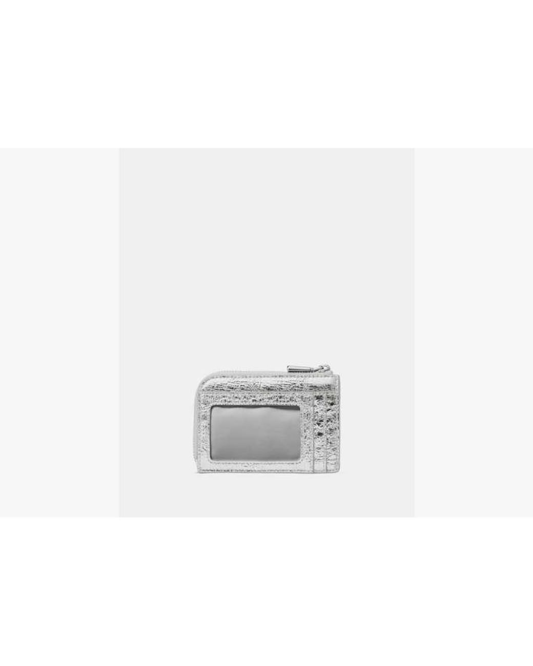 Kate Spade White Crinkle Metallic Mini Zip Card Case