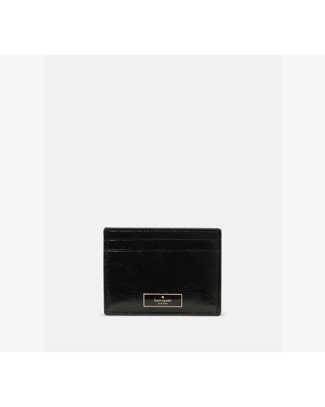 Kate Spade Outlet Black Kate Spade Bridget Crinkle Patent Small Slim Card Holder