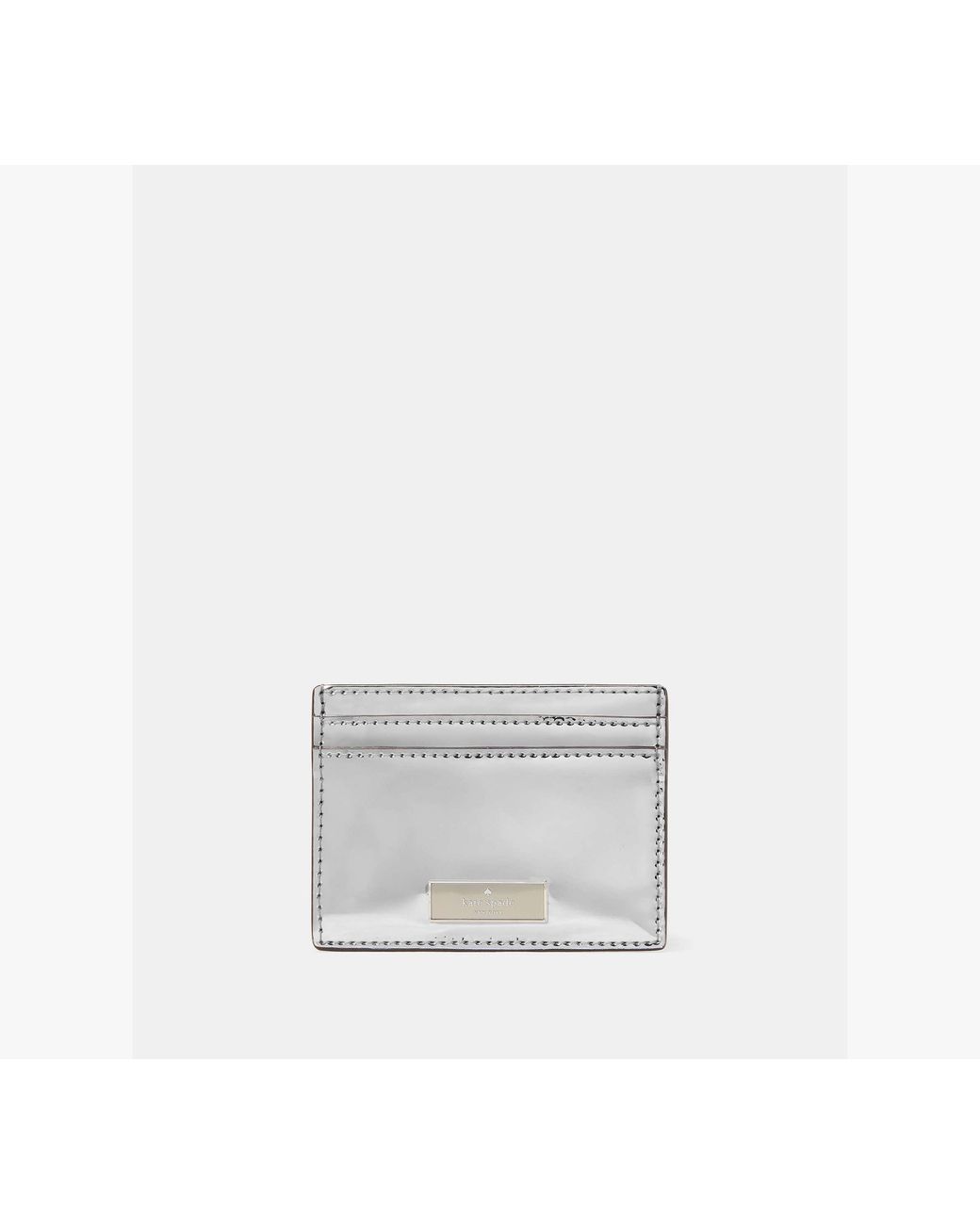 Kate Spade White Bridget Mirror Metallic Small Slim Card Holder