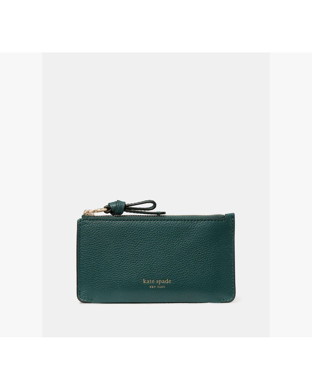 Kate Spade Green Loop Pebbled Leather Ew Zip Card Case