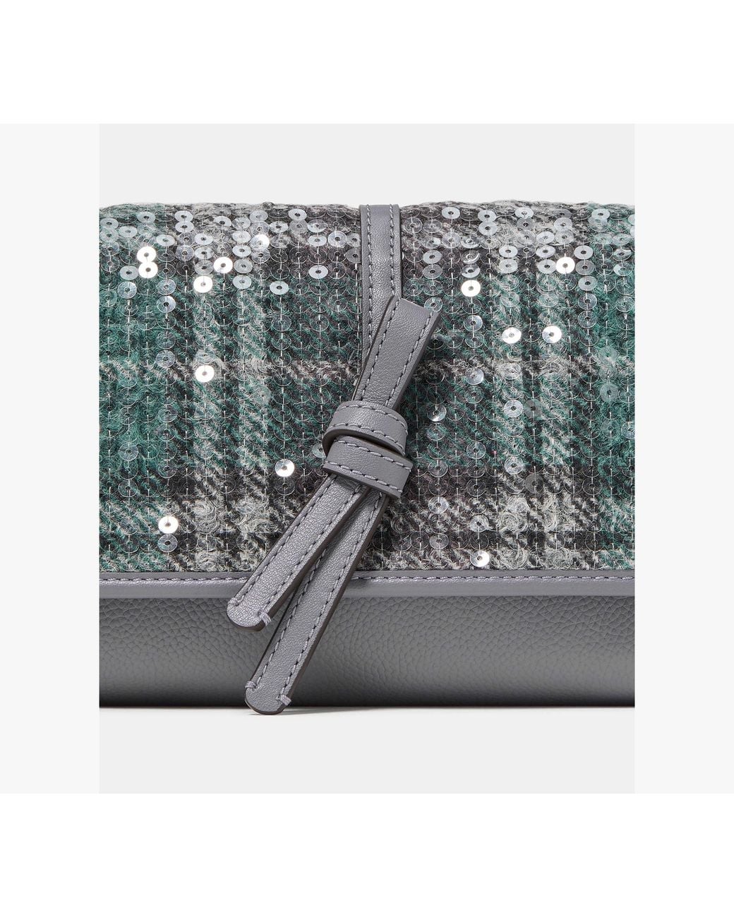 Kate Spade Gray Loop Sequin Plaid Small Flap Shoulder Bag