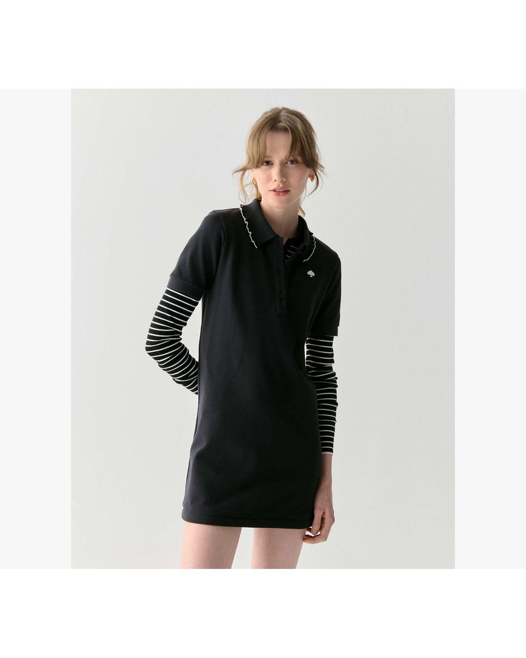 Kate Spade Black Ruffle Logo Polo Dress