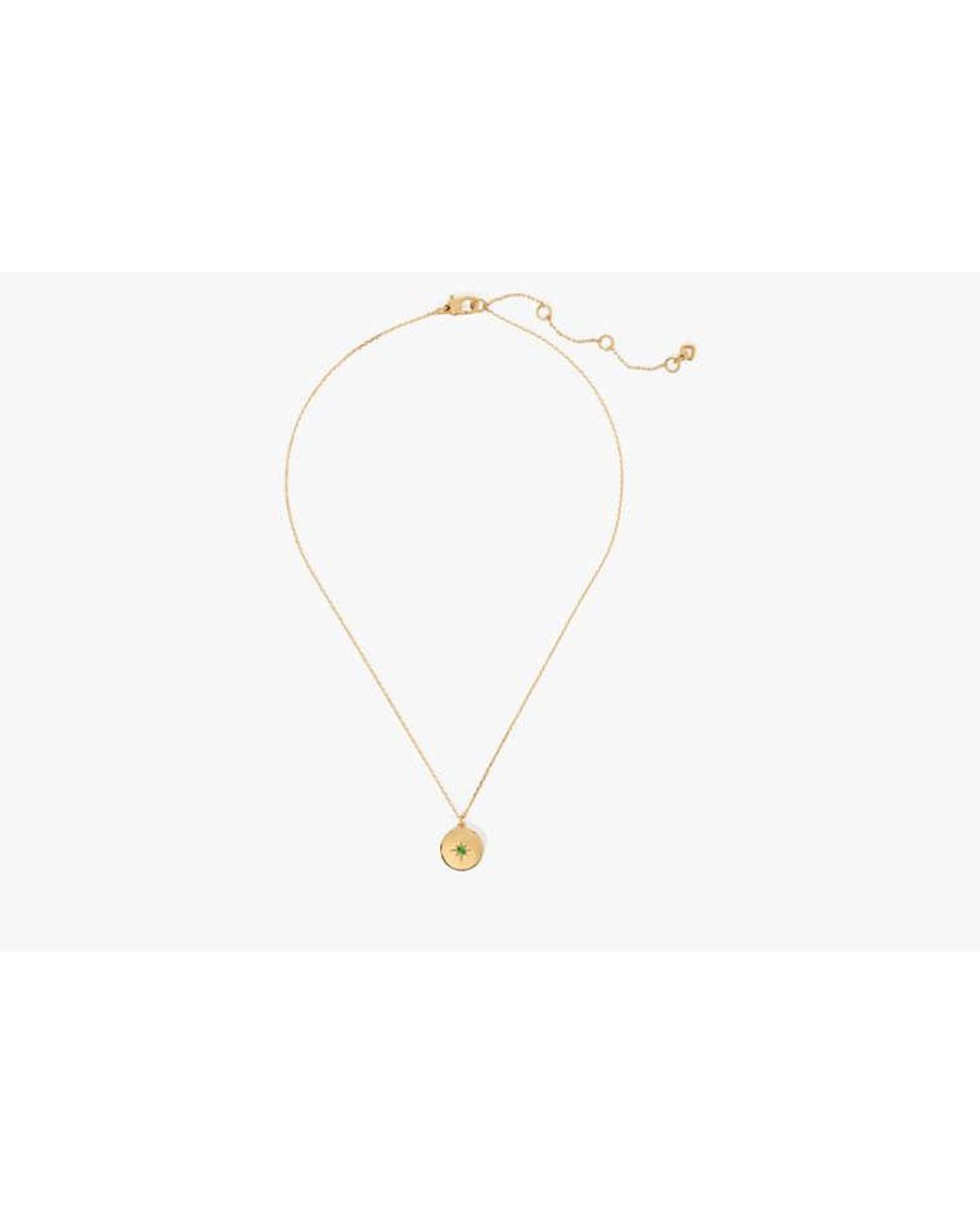 Kate Spade Metallic The Color Spark Collection Green Joy Medallion Necklace