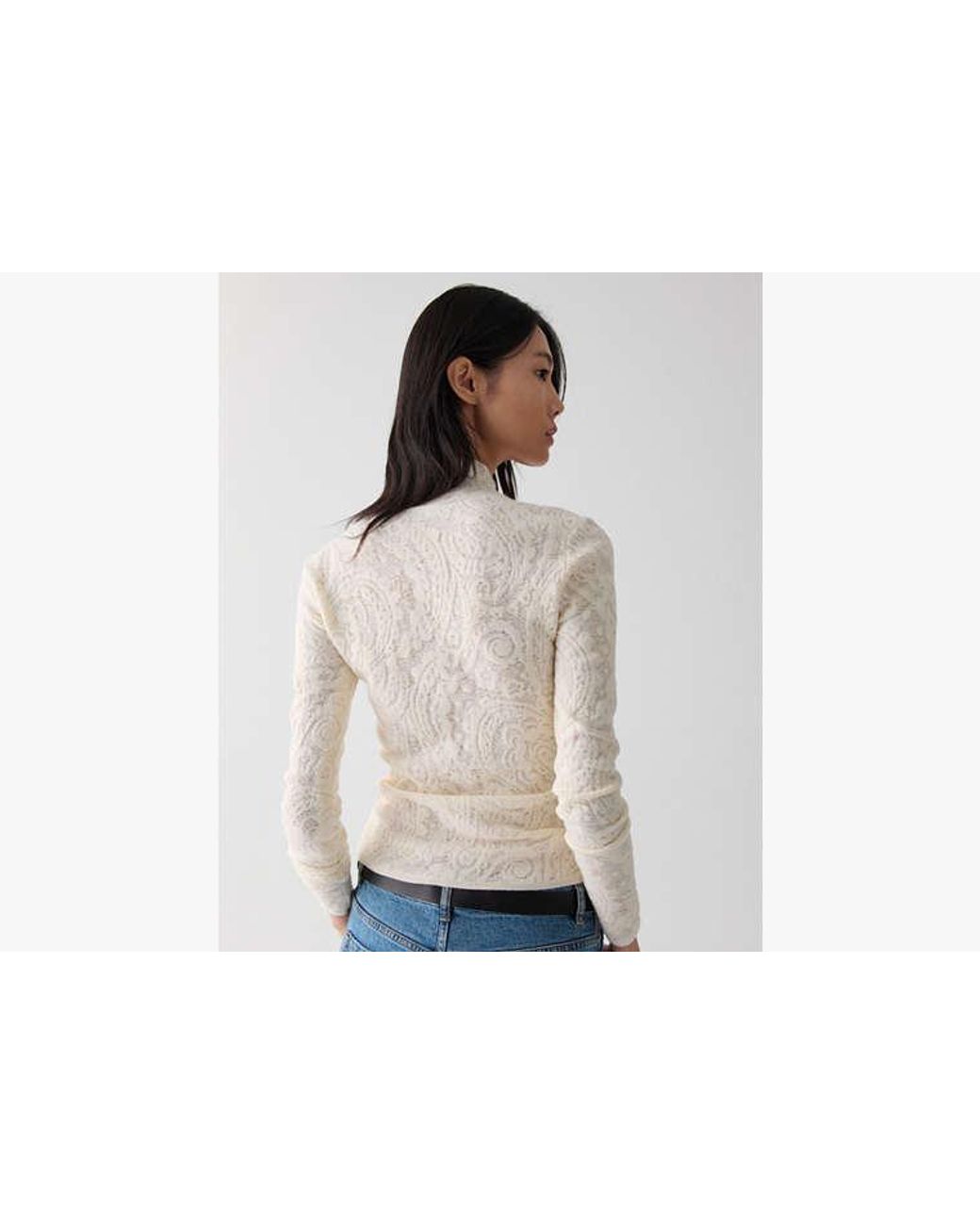 Kate Spade White Kate Spade Lace Knit Turtleneck Top