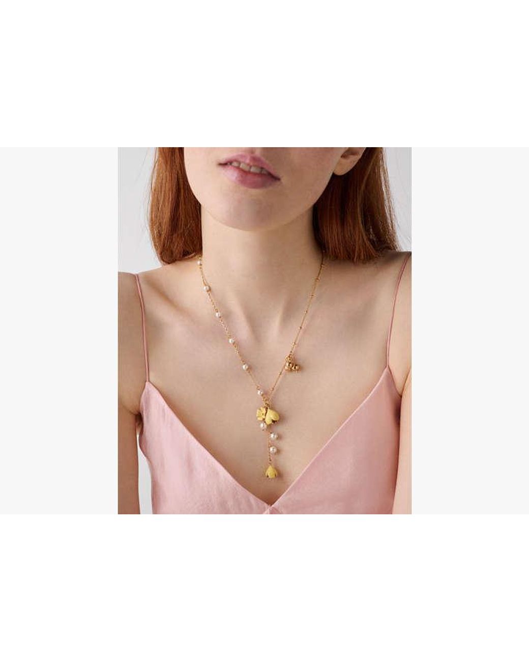 Kate Spade White Kate Spade Golden Bloom Y Necklace