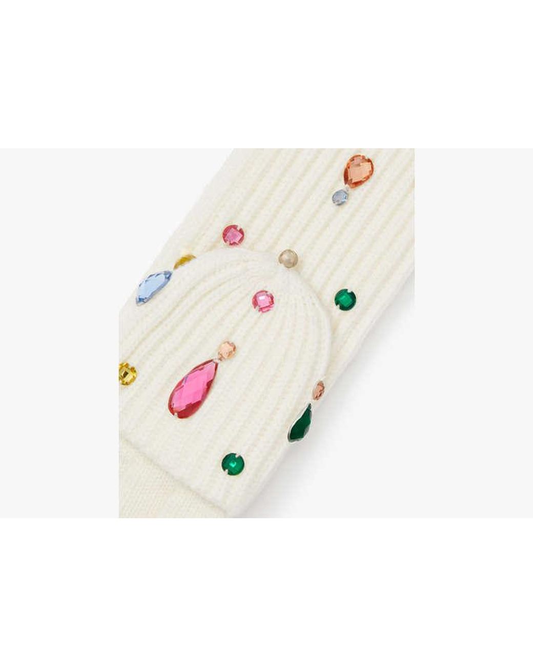 Kate Spade White Embellished Pop Top Gloves
