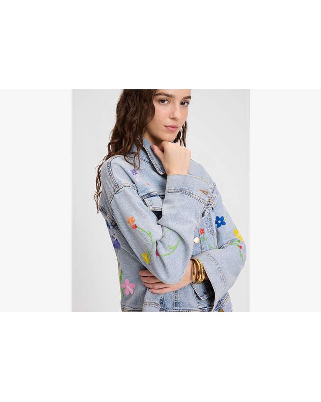 Kate Spade Floral Embroidered Denim Jacket in Blue | Lyst UK