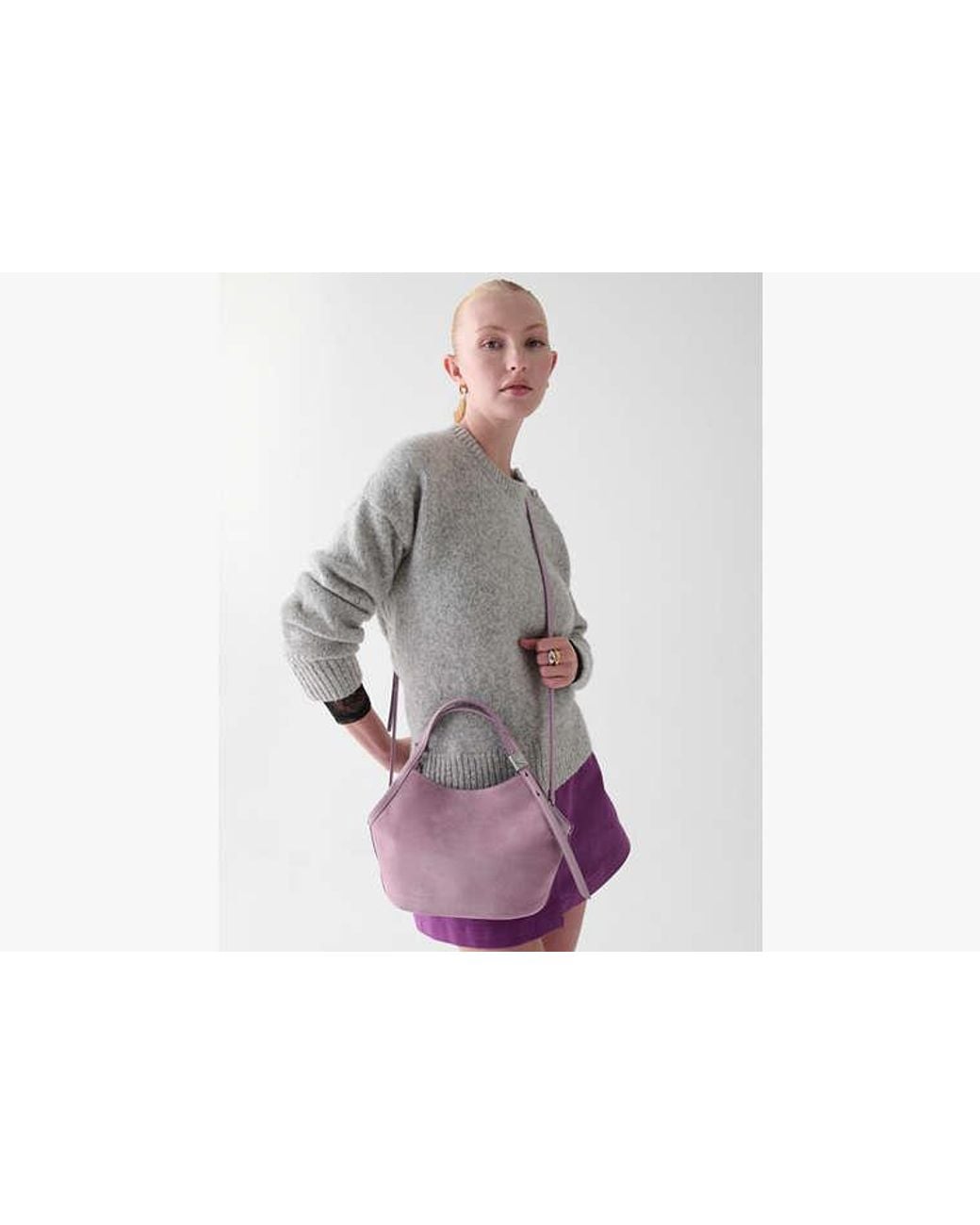 Kate Spade Purple Deco Suede Small Tulip Tote Bag