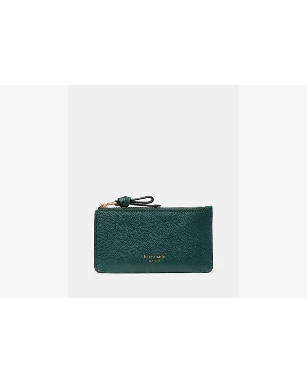 Kate Spade Green Loop Pebbled Leather Ew Zip Card Case