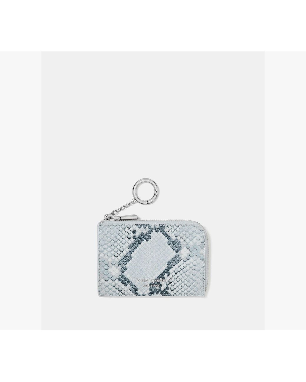 Kate Spade White Snake Embossed Mini Zip Card Case
