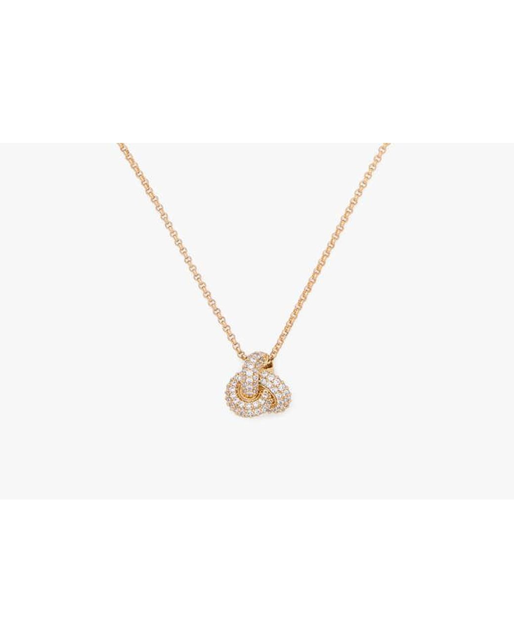 Kate Spade White Kate Spade Double Knot Pave Pendant Necklace