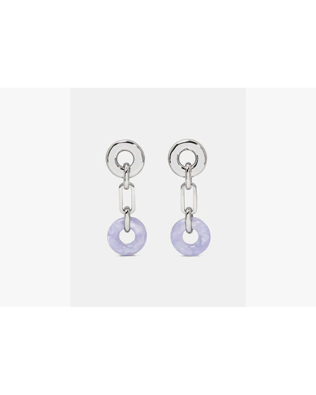 Kate Spade White Interlock Linear Dangle Earrings