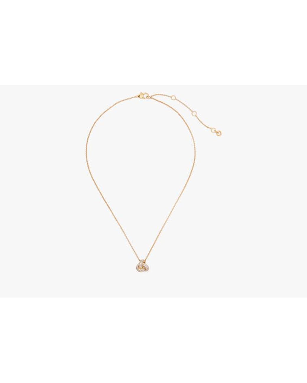 Kate Spade White Kate Spade Double Knot Pave Pendant Necklace