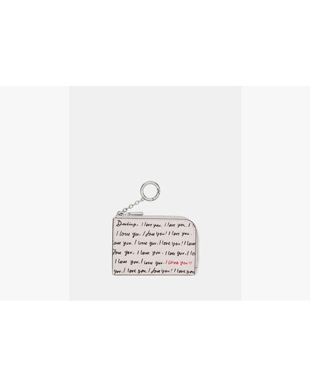 Kate Spade White Embossed Leather Mini Zip Card Case