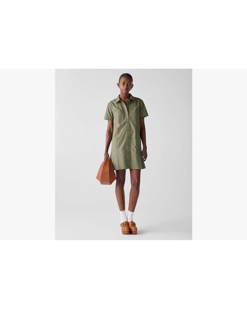Kate Spade Green Kate Spade Pleated Utility Shirtdress