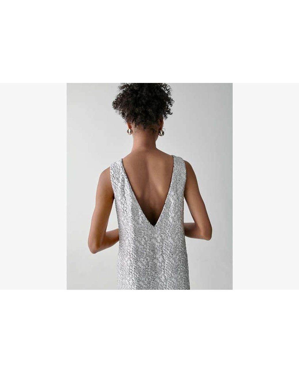 Kate Spade Gray Foil Lace Shift Dress