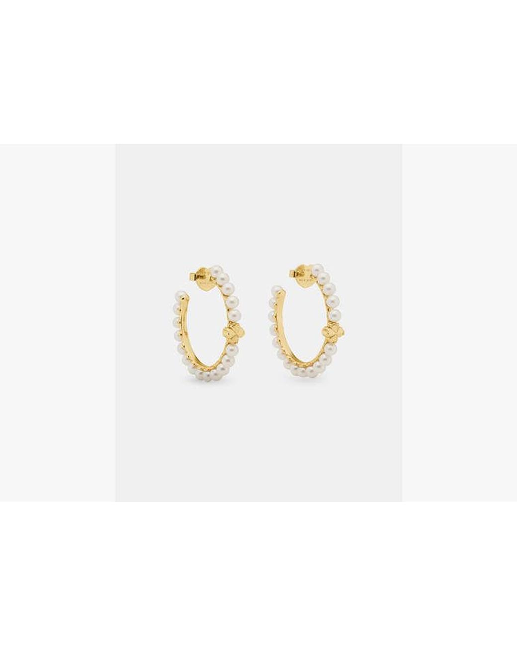 Kate Spade White Spade Flower Pearl Hoops