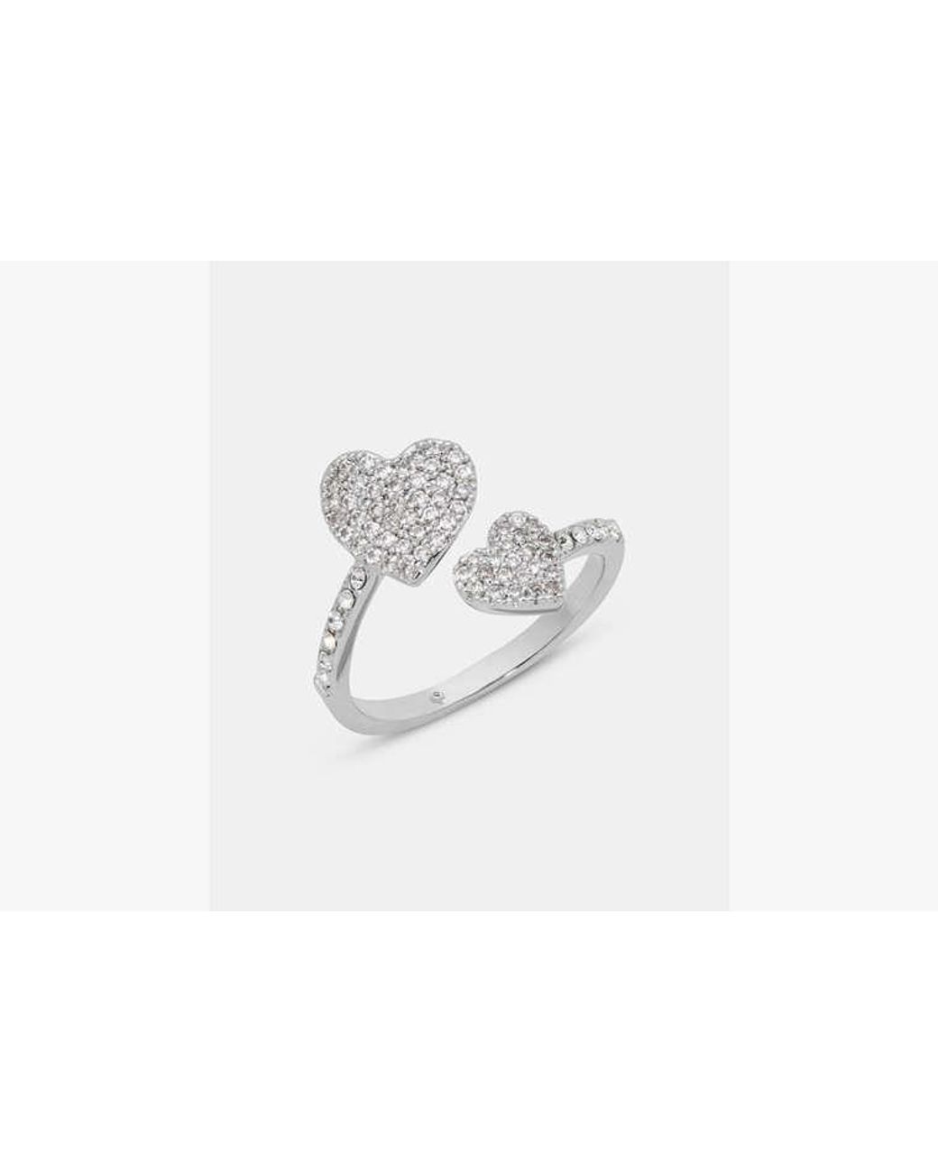 Kate Spade White Kate Spade Yours Truly Pave Heart Ring