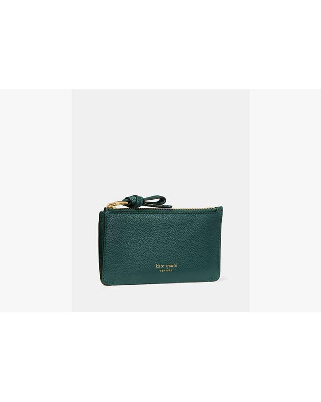 Kate Spade Green Loop Pebbled Leather Ew Zip Card Case