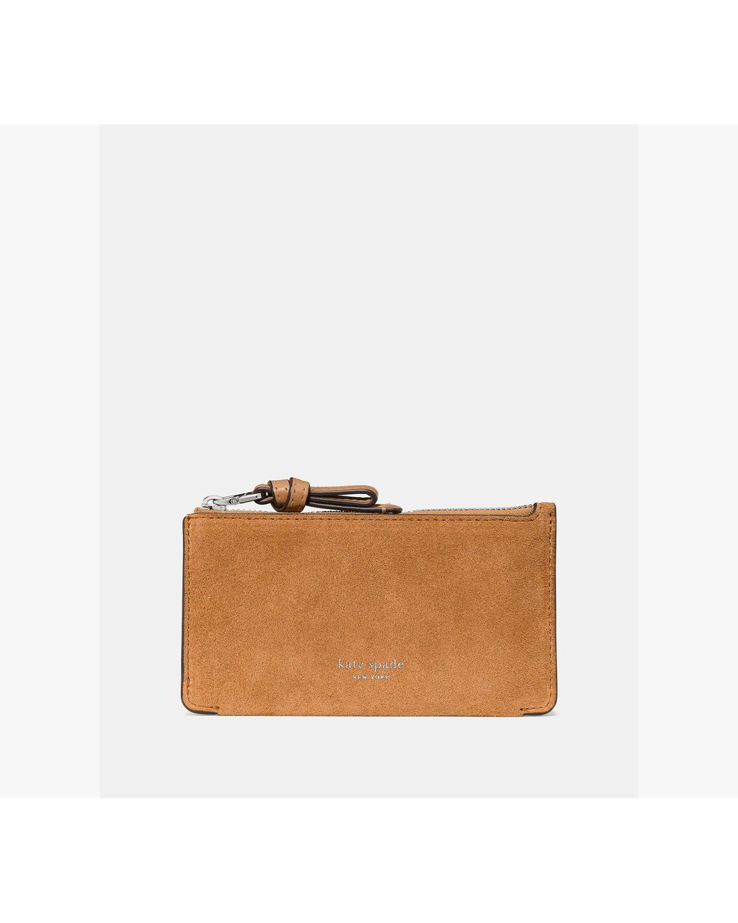 Kate Spade Brown Kate Spade Loop Suede Zip Card Case