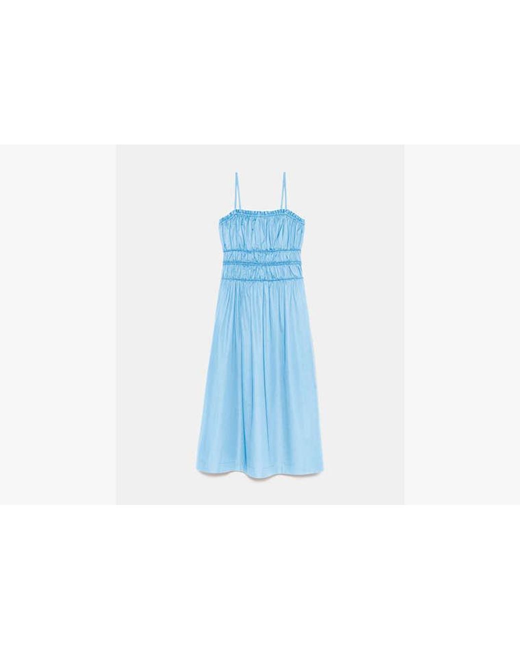 Kate Spade Blue Smocked Strapless Midi Dress