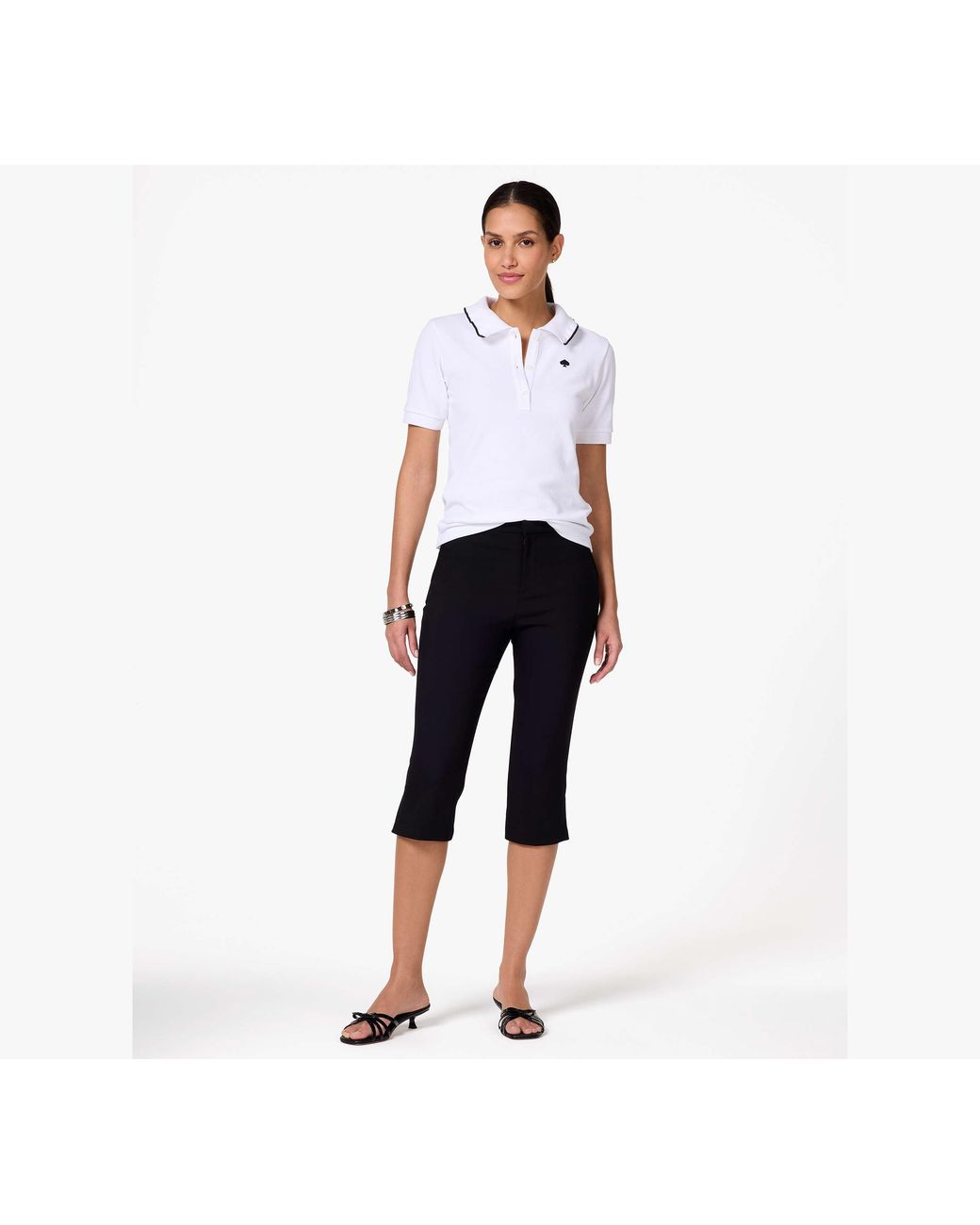 Kate Spade White Ruffle Logo Polo Shirt