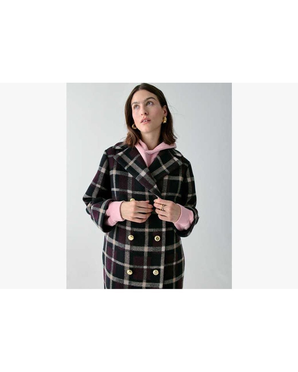 Kate Spade Black Kate Spade Plaid Double Breasted Coat