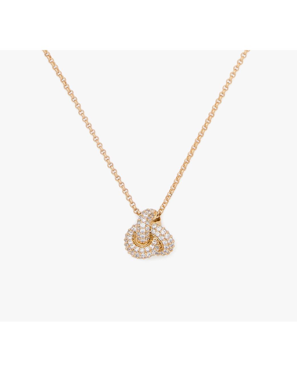 Kate Spade White Kate Spade Double Knot Pave Pendant Necklace