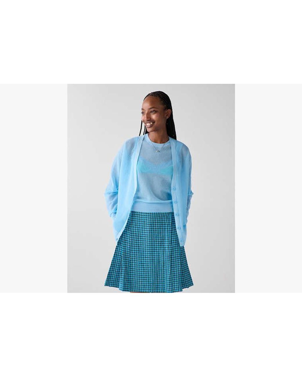 Kate Spade Blue Kate Spade Sheer Knit Cardigan Top