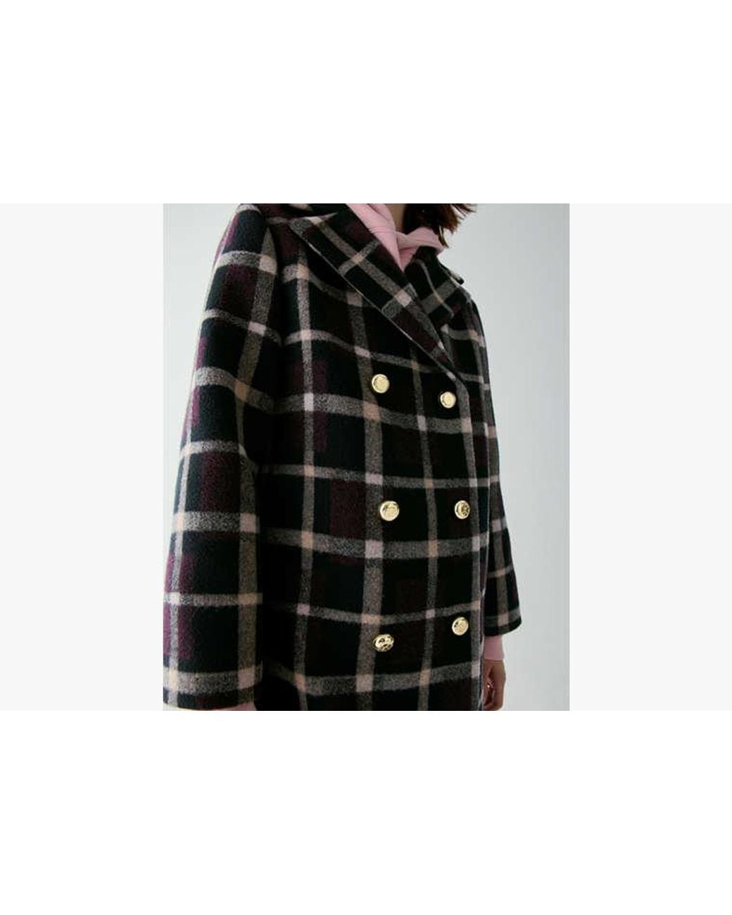 Kate Spade Black Kate Spade Plaid Double Breasted Coat