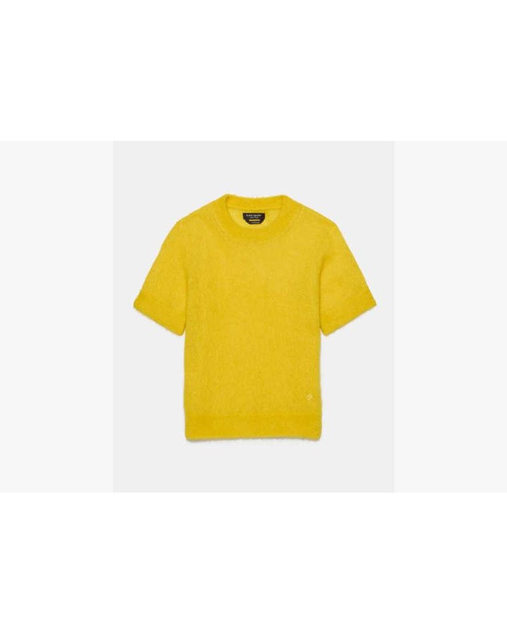 Kate Spade Yellow Kate Spade Fuzzy Short Sleeve Sweater