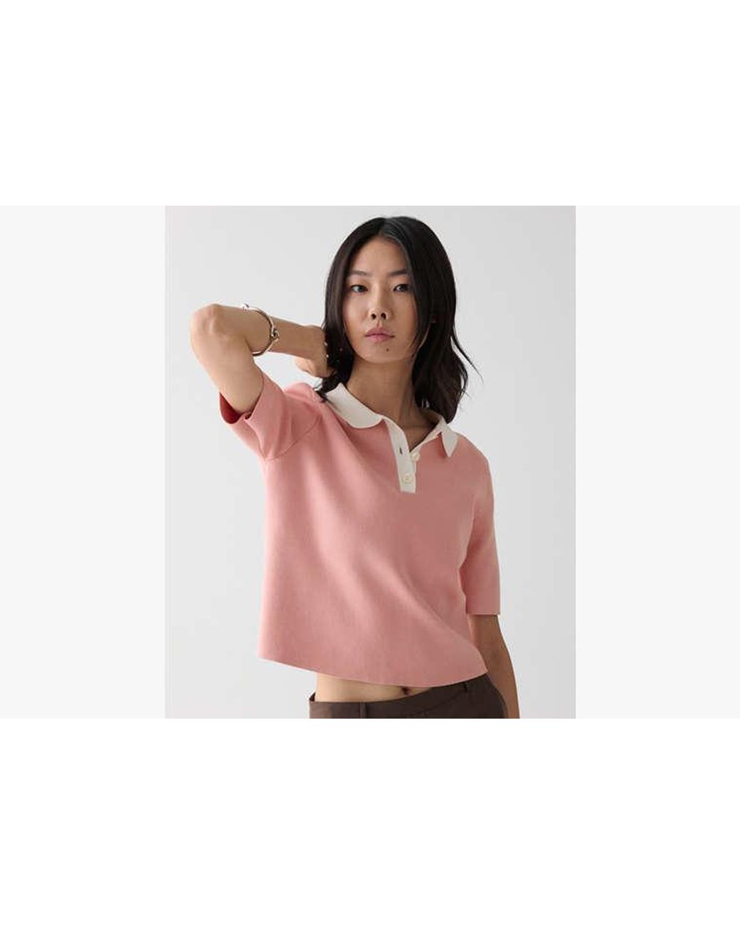 Kate Spade Pink Cropped Polo Sweater