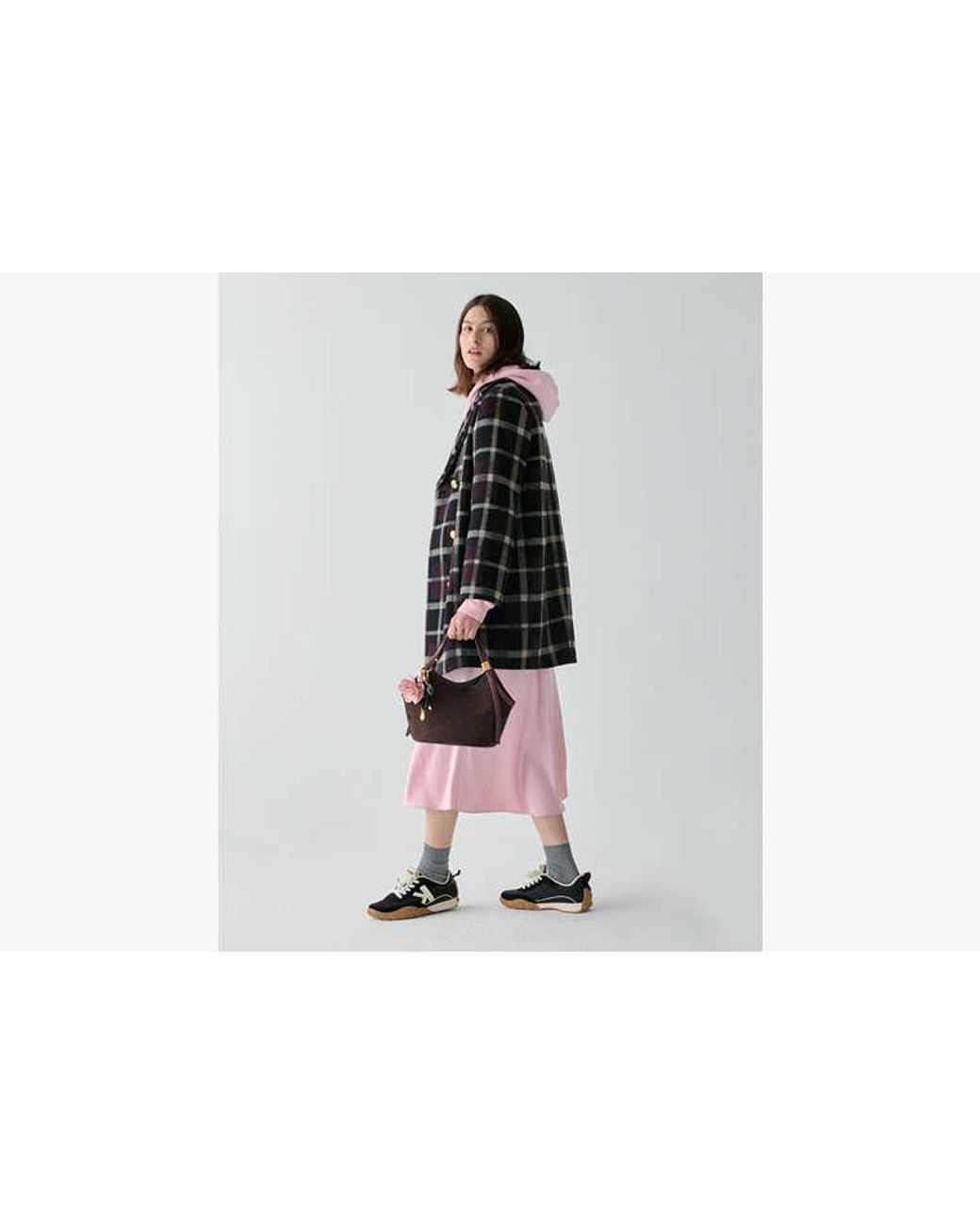 Kate Spade Black Kate Spade Plaid Double Breasted Coat