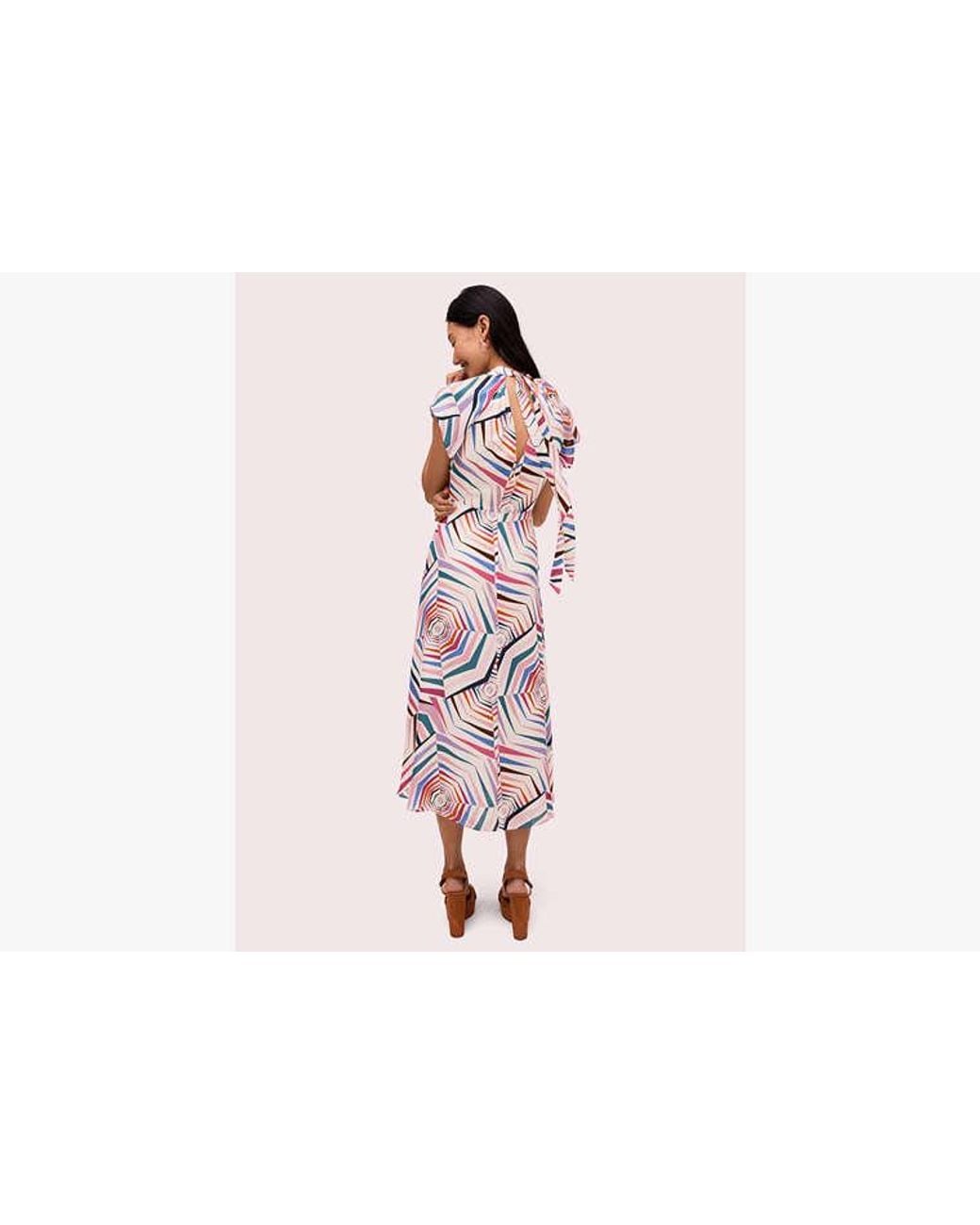 Kate Spade Pink Kate Spade Geobrella Silk Midi Dress