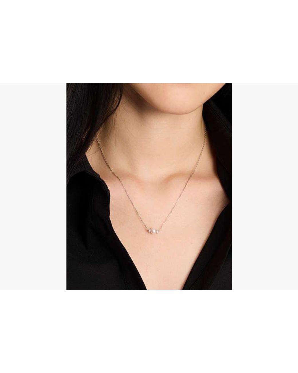 Kate Spade Metallic Kate Spade Fine Meant To Be Pearl & Diamond Pendant