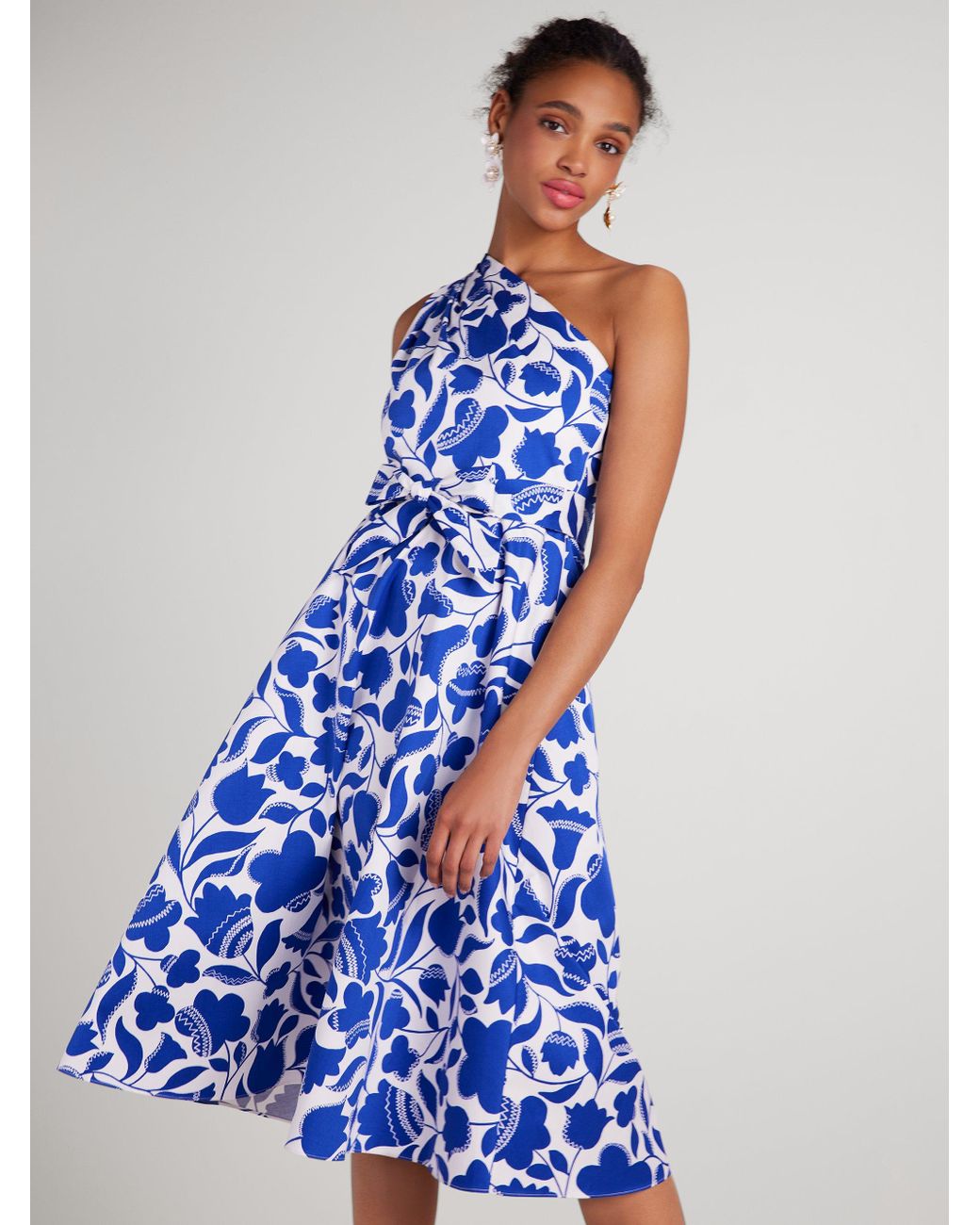 Kate Spade Zigzag Floral Belted Sabrina Dress in Blue | Lyst