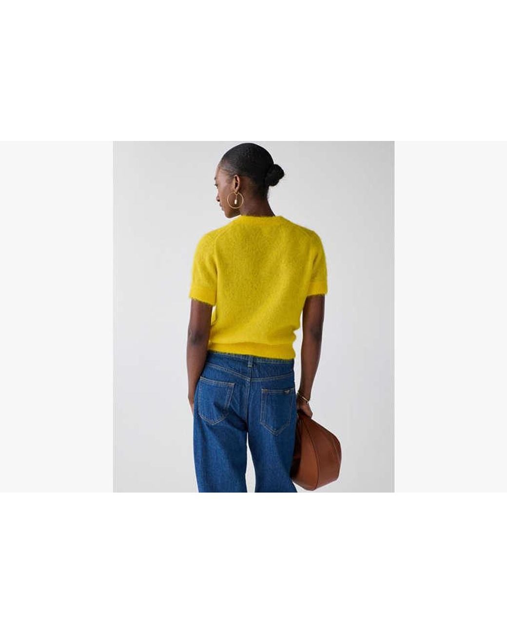 Kate Spade Yellow Kate Spade Fuzzy Short Sleeve Sweater