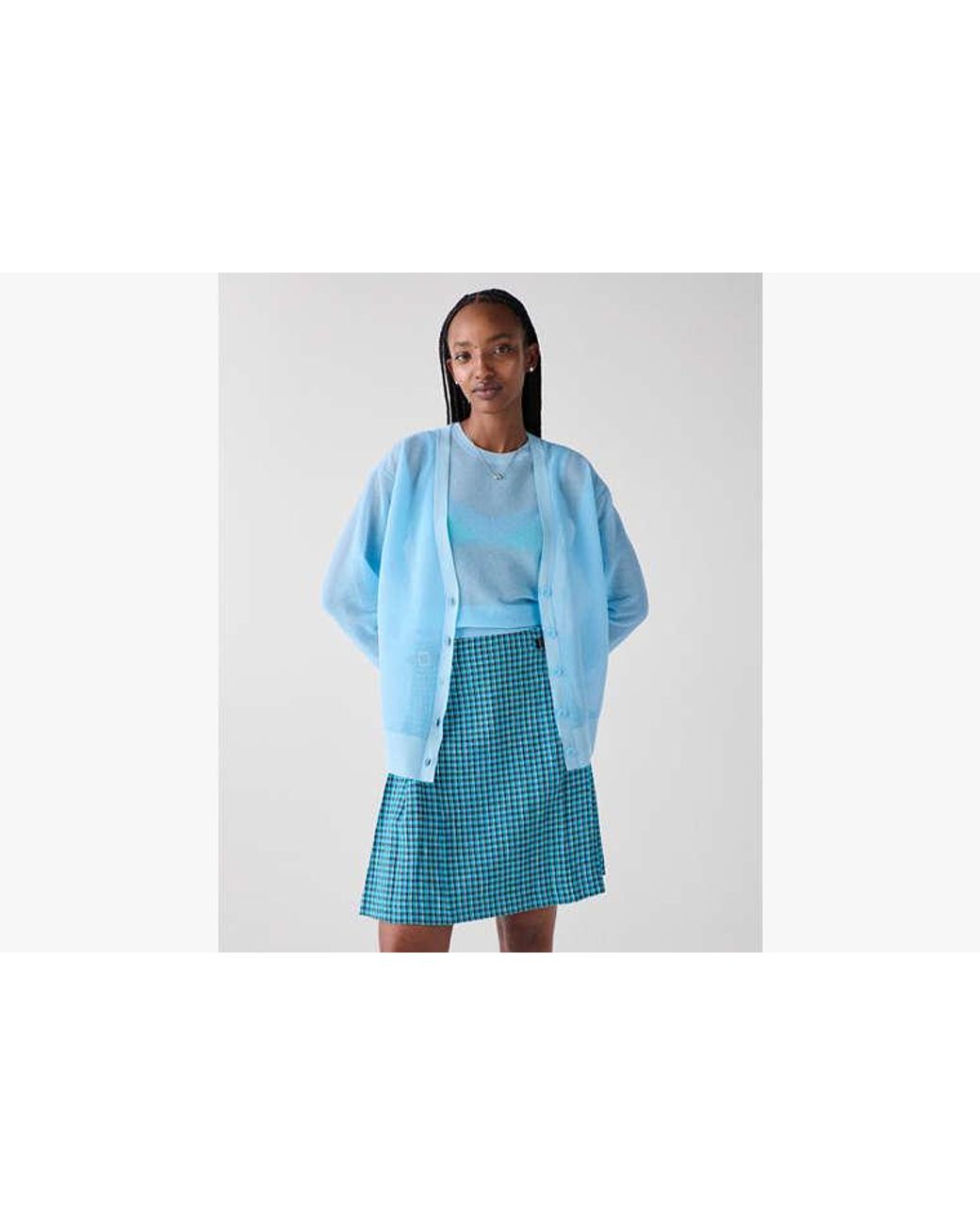 Kate Spade Blue Kate Spade Sheer Knit Cardigan Top