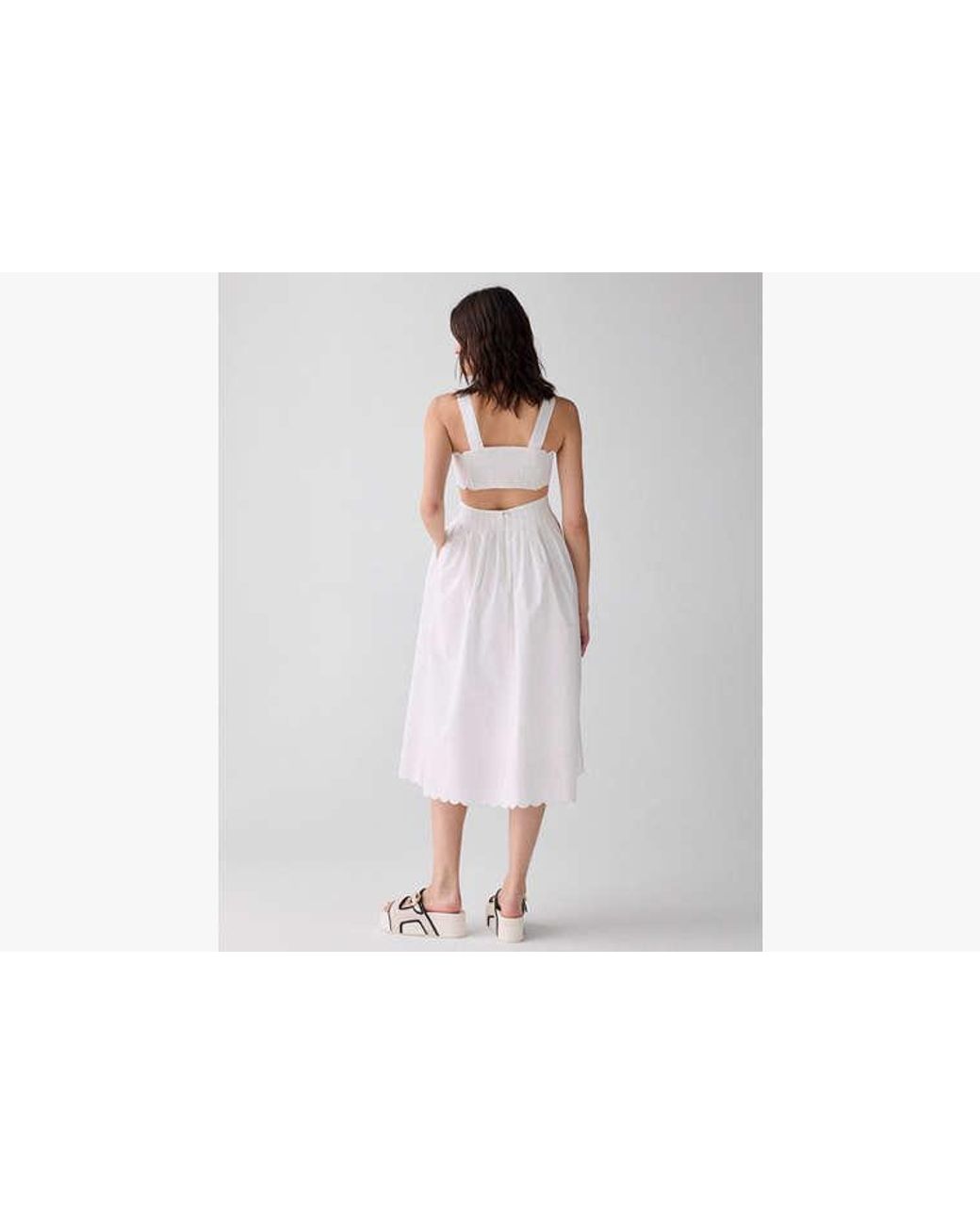 Kate Spade White Kate Spade Scallop Open Back Midi Dress