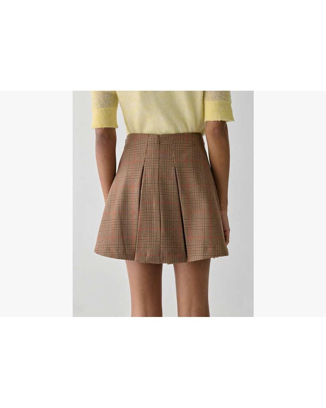 Kate Spade Brown Kate Spade Plaid Box Pleat Mini Skirt