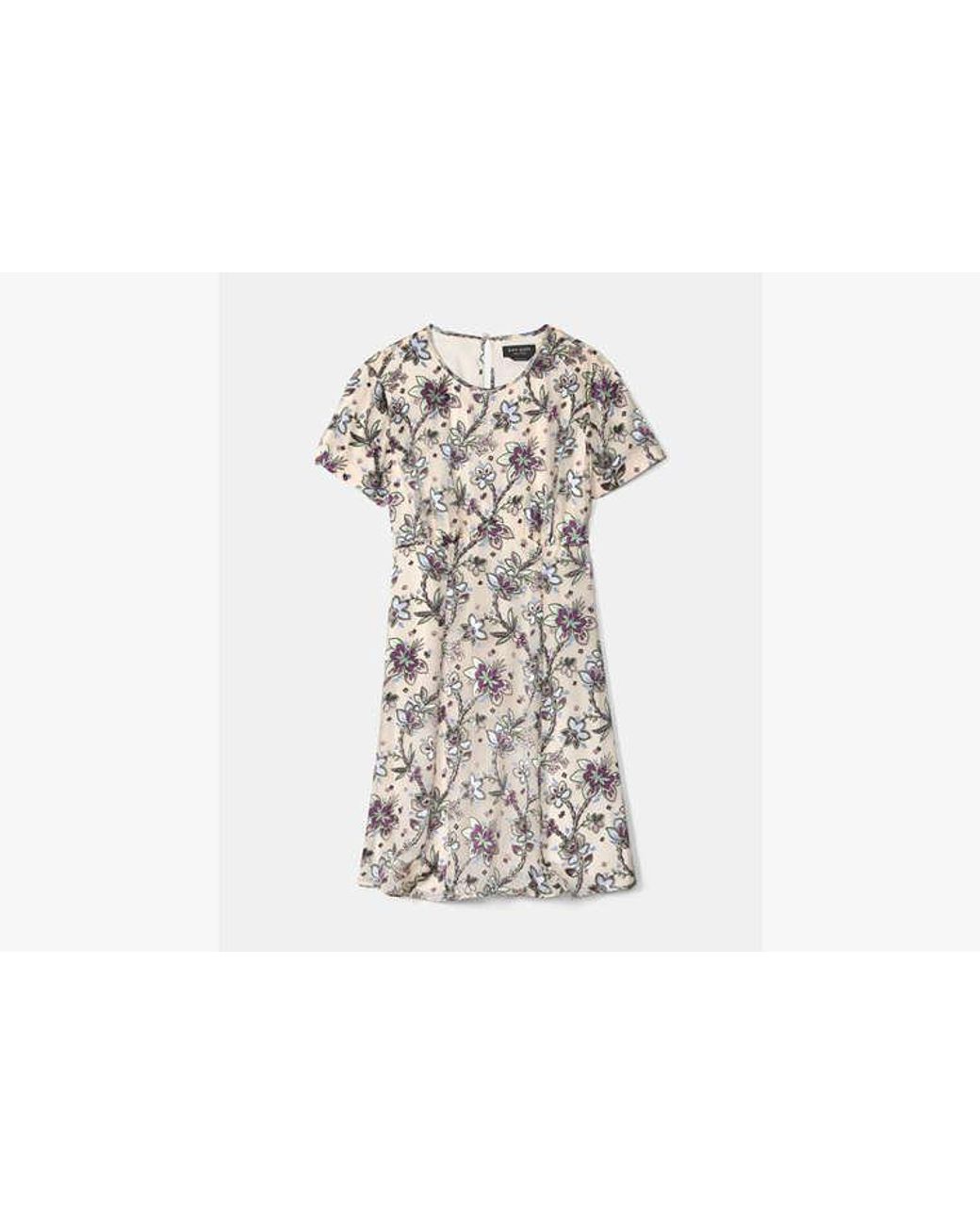 Kate Spade White Satin Devore Empire Waisted Mini Dress