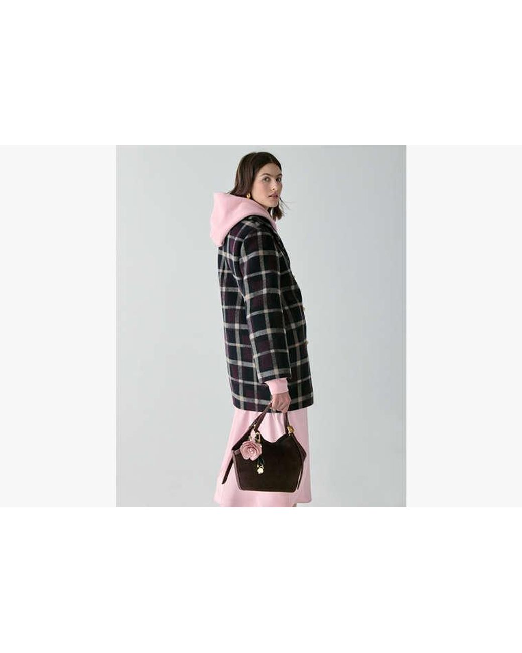Kate Spade Black Kate Spade Plaid Double Breasted Coat