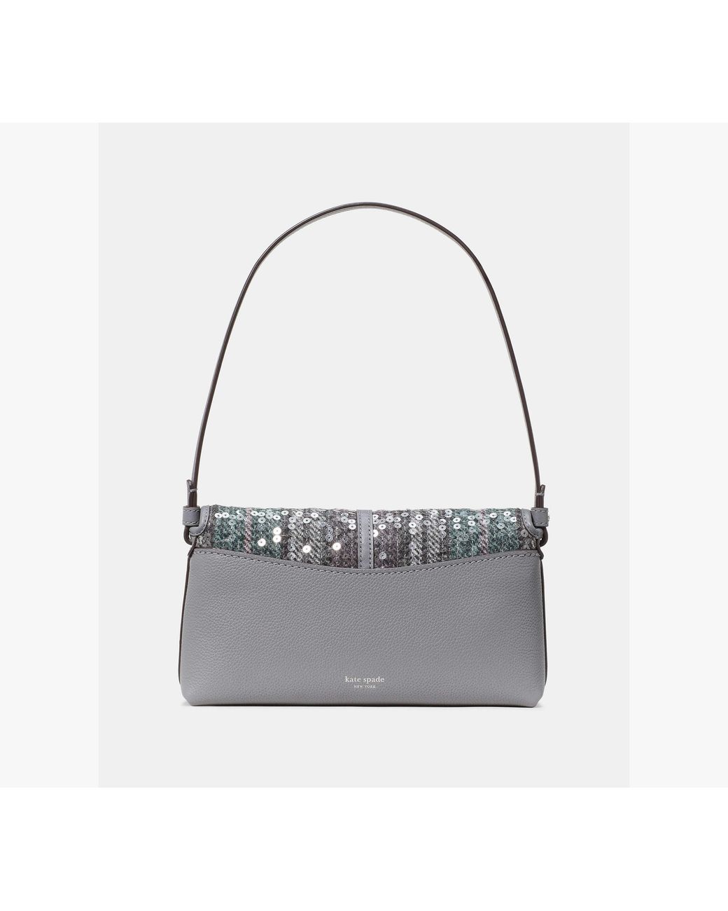 Kate Spade Gray Loop Sequin Plaid Small Flap Shoulder Bag